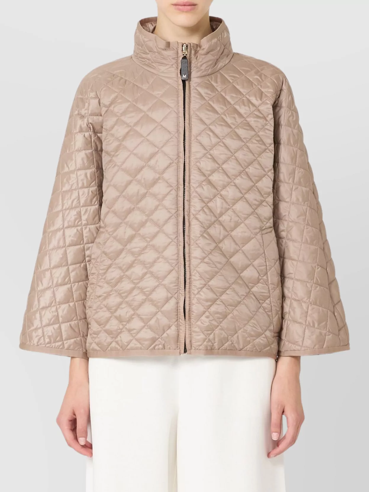 Max Mara Reversible Padded Cape High Collar In Neutral