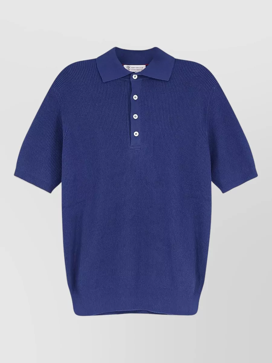 Brunello Cucinelli Ribbed Short-Sleeve Polo Shirt