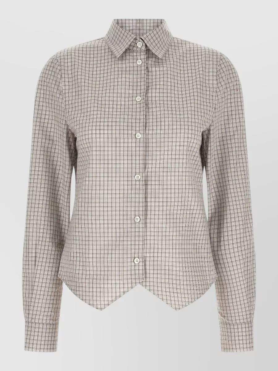 Maison Margiela cotton checked pointed hem shirt