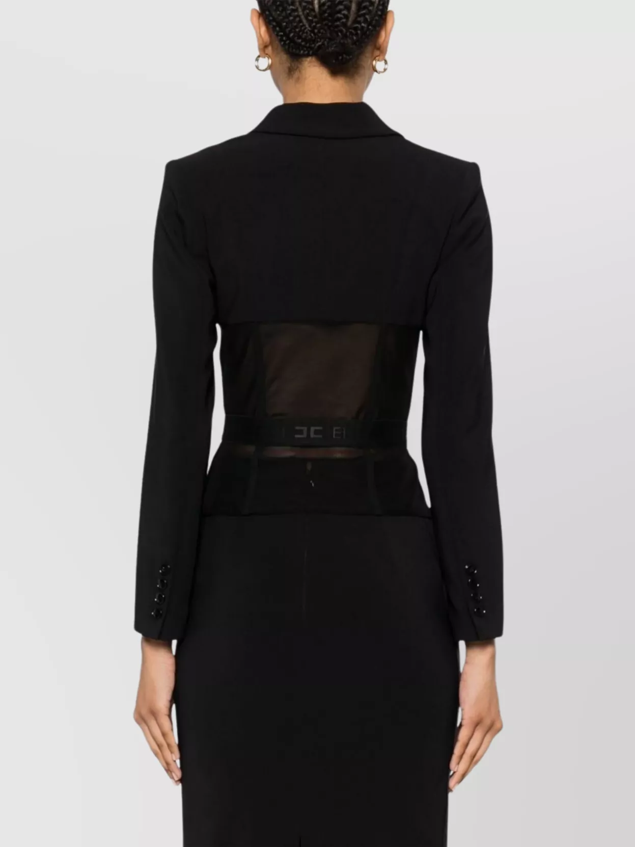 Elisabetta Franchi Tailored Blazer With Sheer Tulle Panels