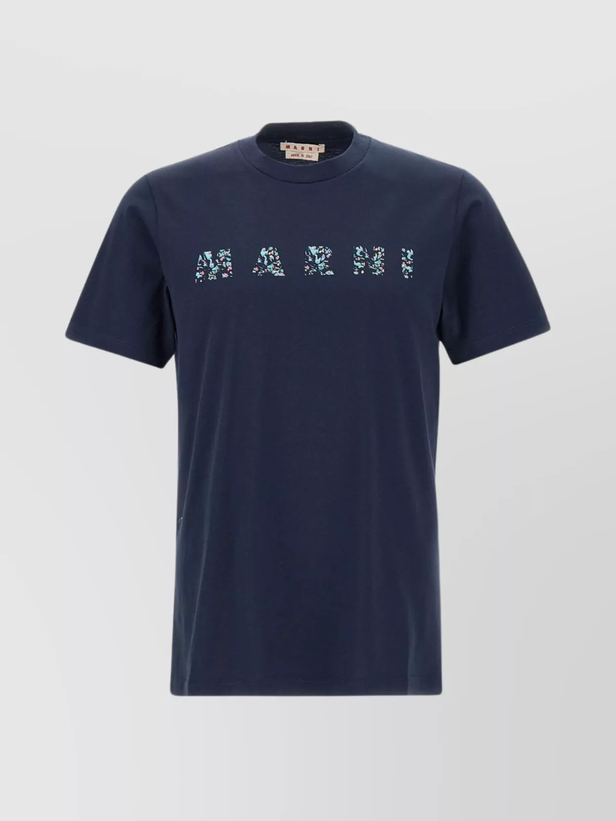 Shop Marni Midnight Blue Floral Logo T-shirt