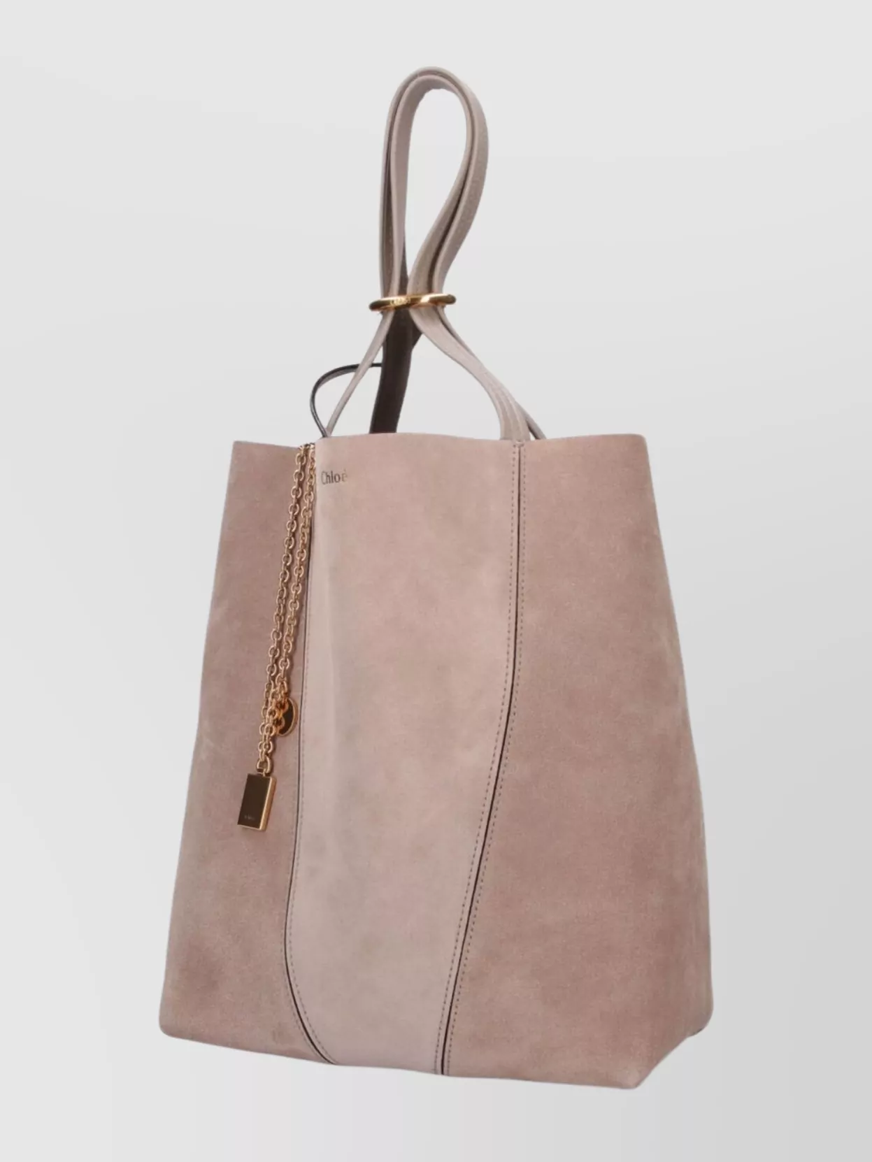 Chloé Suede Finish Tote Bag With Dual Handles