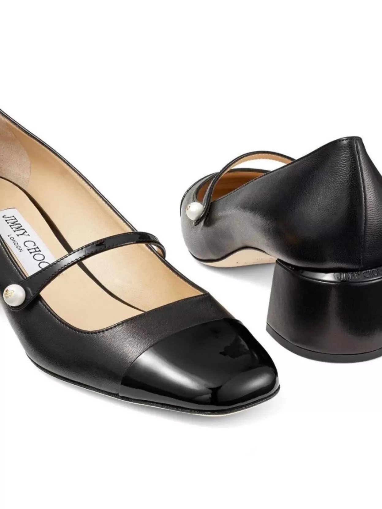 Jimmy Choo 'elisa 45' Black Pumps With Pearl Detail