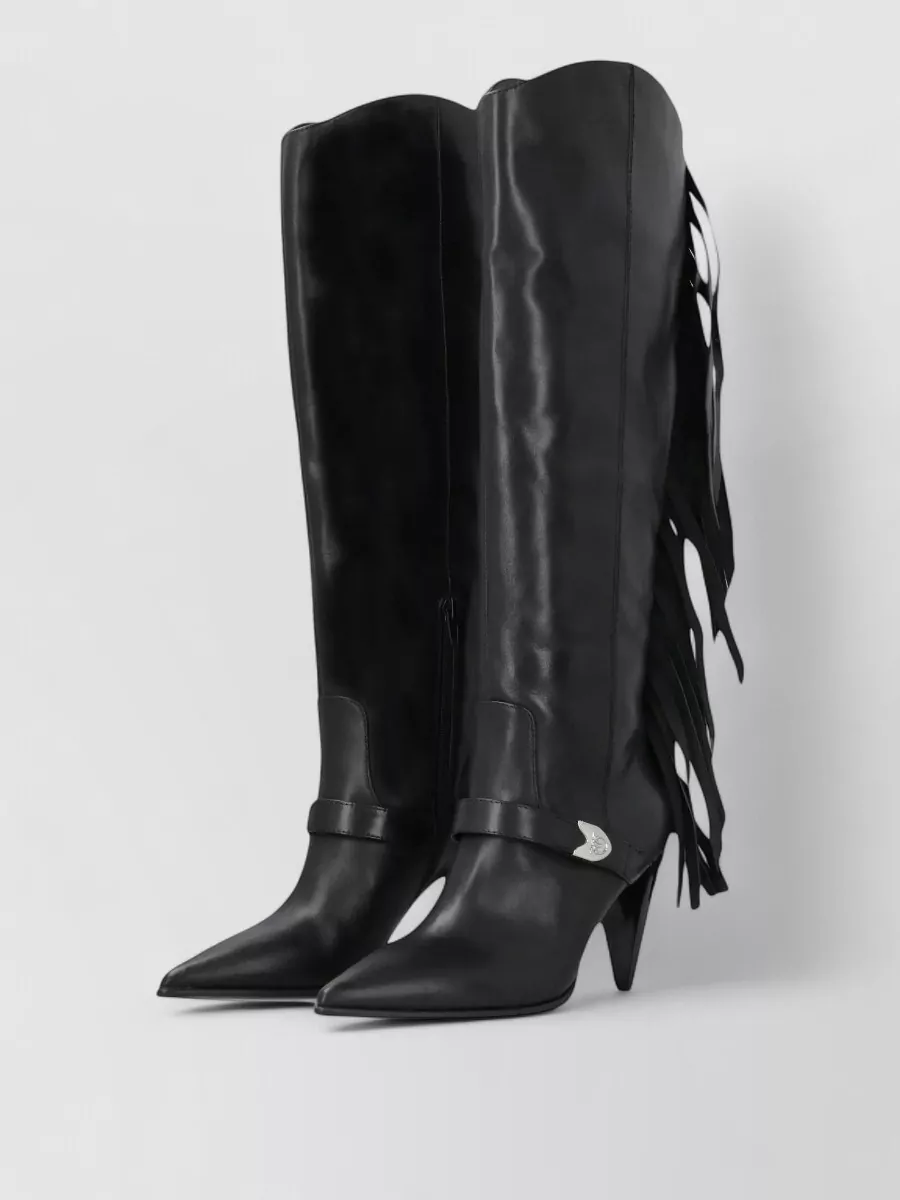 Pinko leather fringe ankle boots