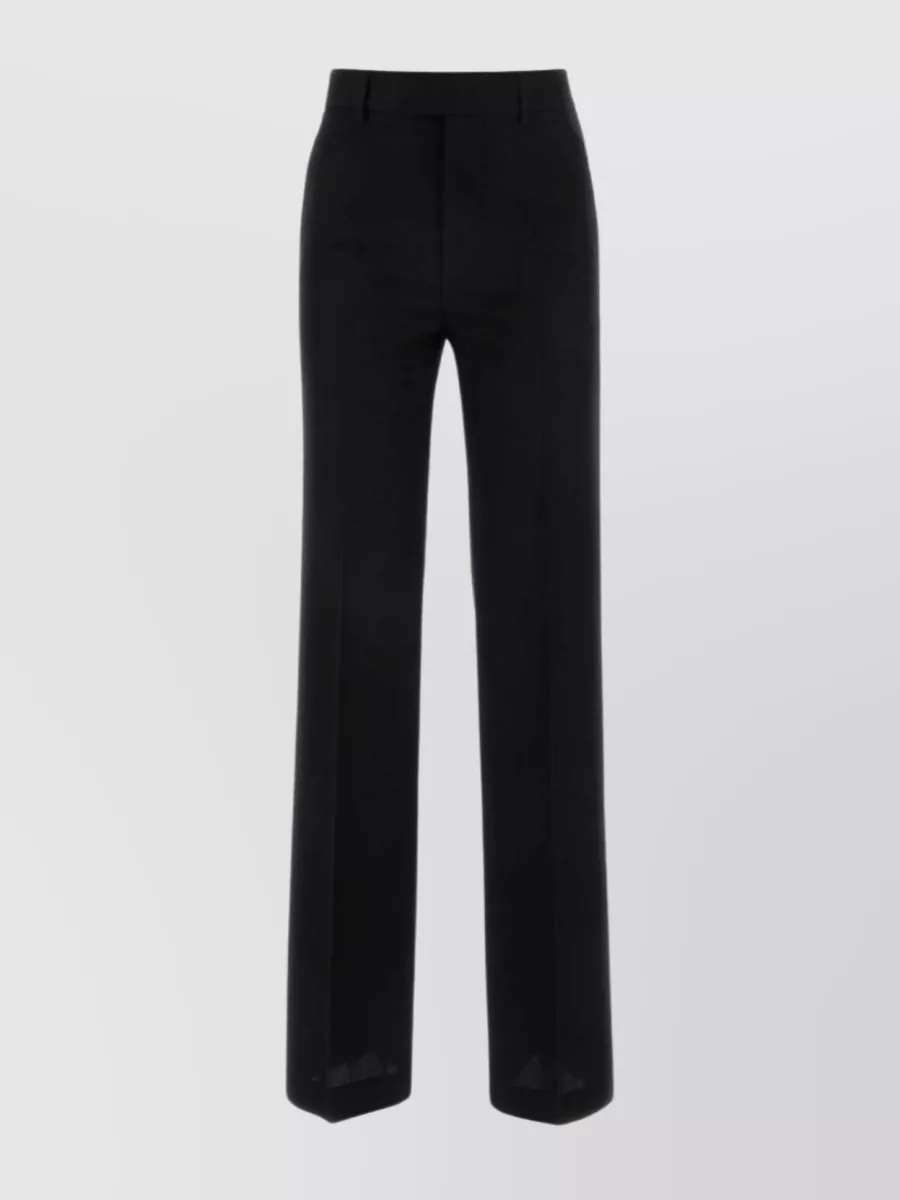 Shop Ann Demeulemeester Wide-leg Wool Pant With Belt Loops In Black