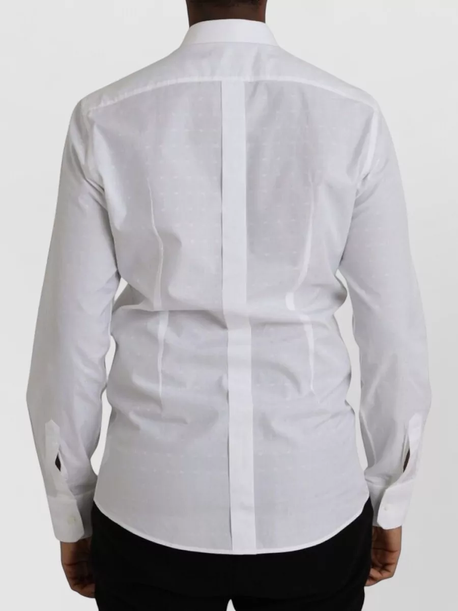 Dolce&Gabbana Cotton Slim-Fit Micro-Pattern Dress Shirt