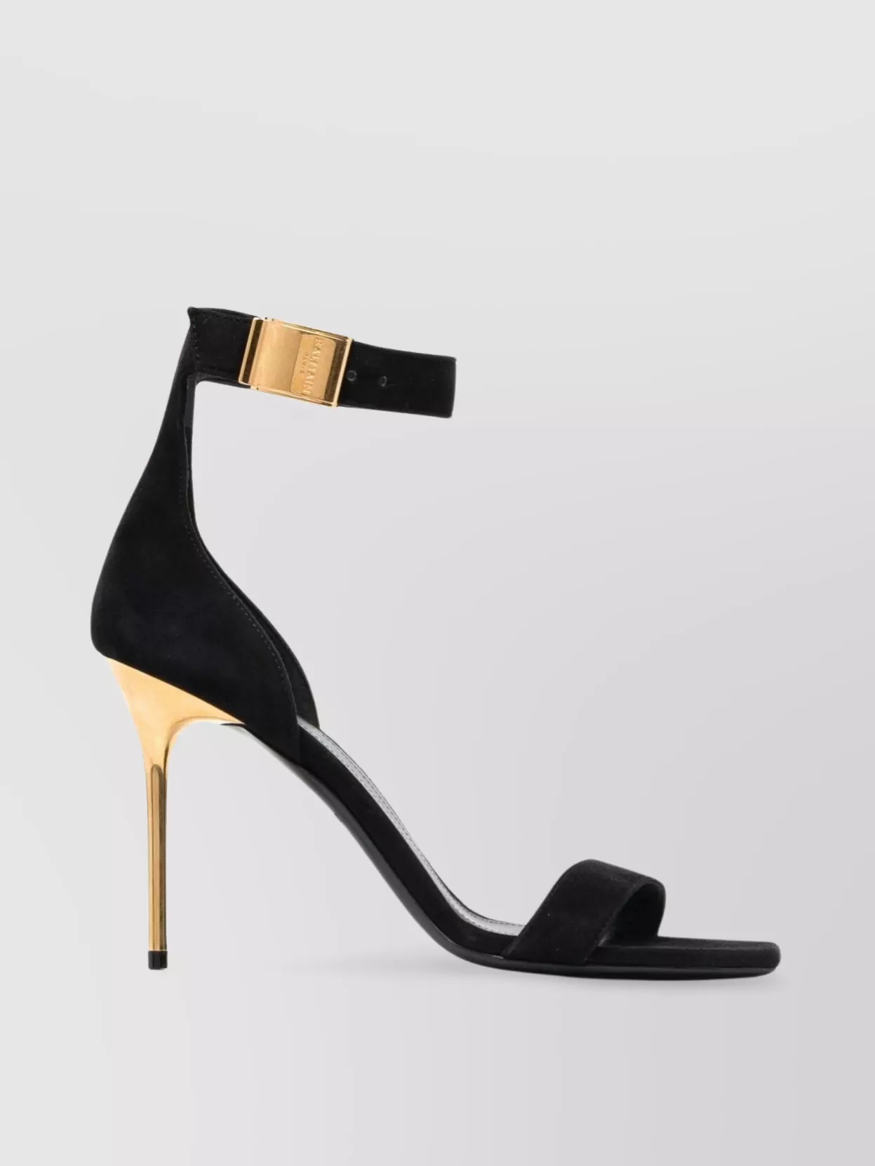 Shop Balmain Toe-opening Stiletto Sandals In Calf Leather In Black