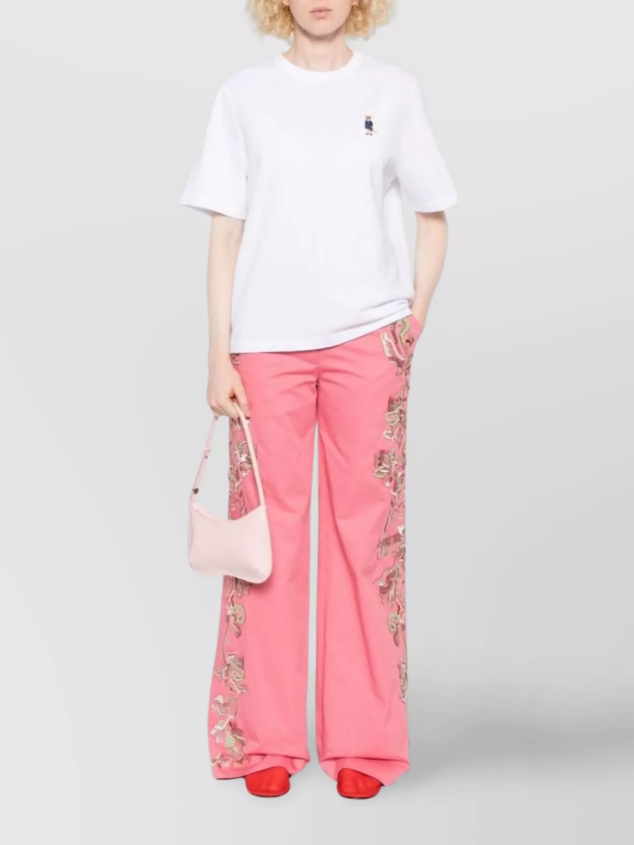 Maison Kitsuné Fox Embroidered Crew Neck Cotton T-Shirt