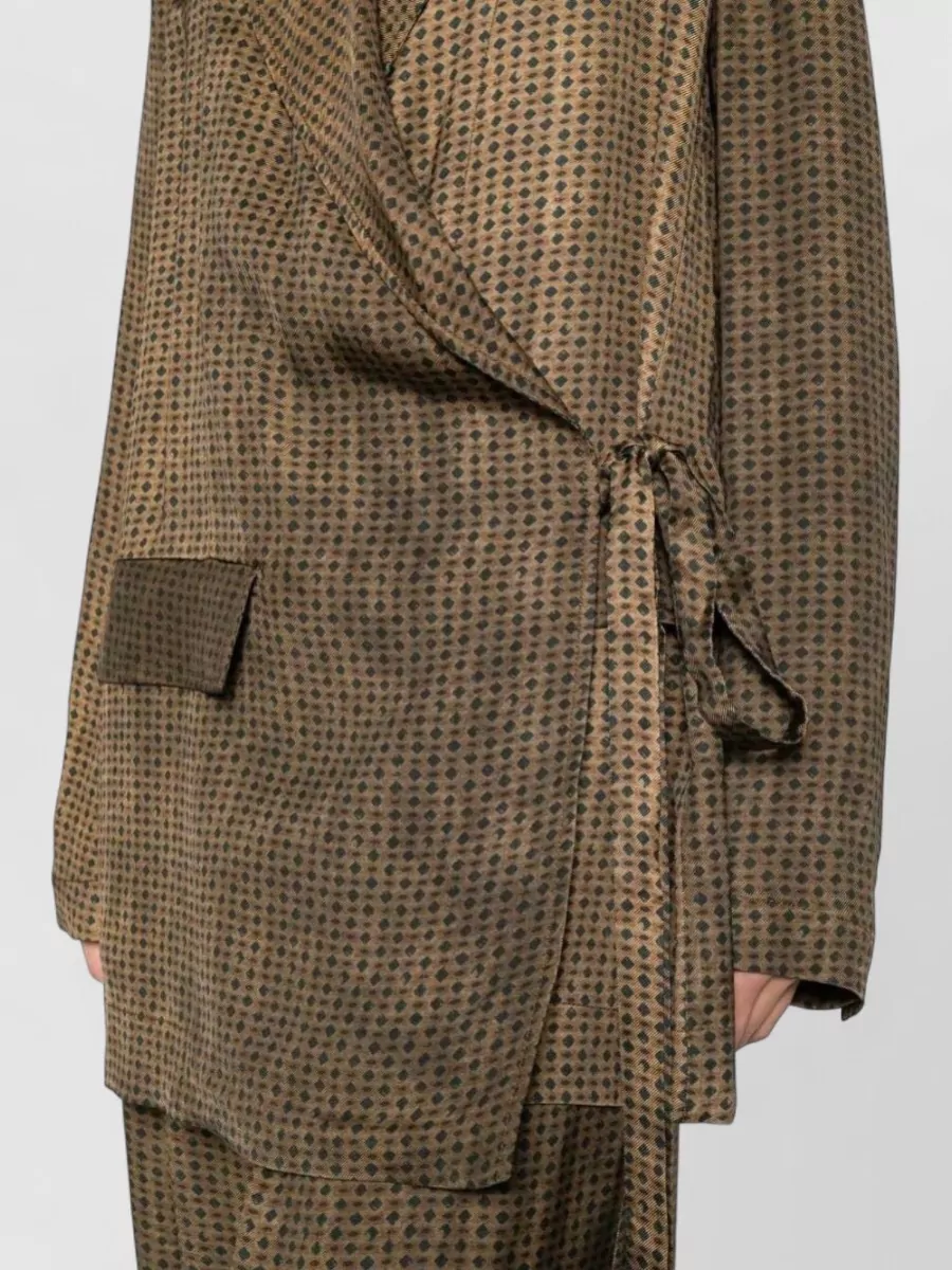 Uma Wang Geometric-Pattern Belted Long-Sleeve Jacket