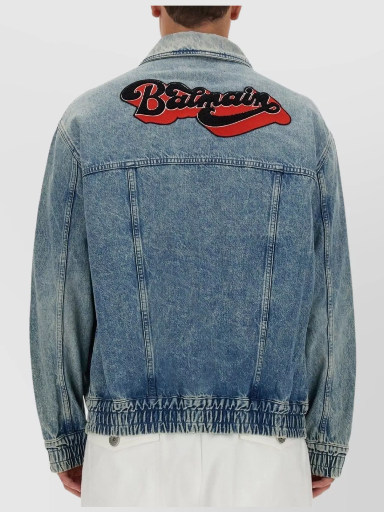 Shop Balmain Denim Jacket With Chest And Side Pockets
