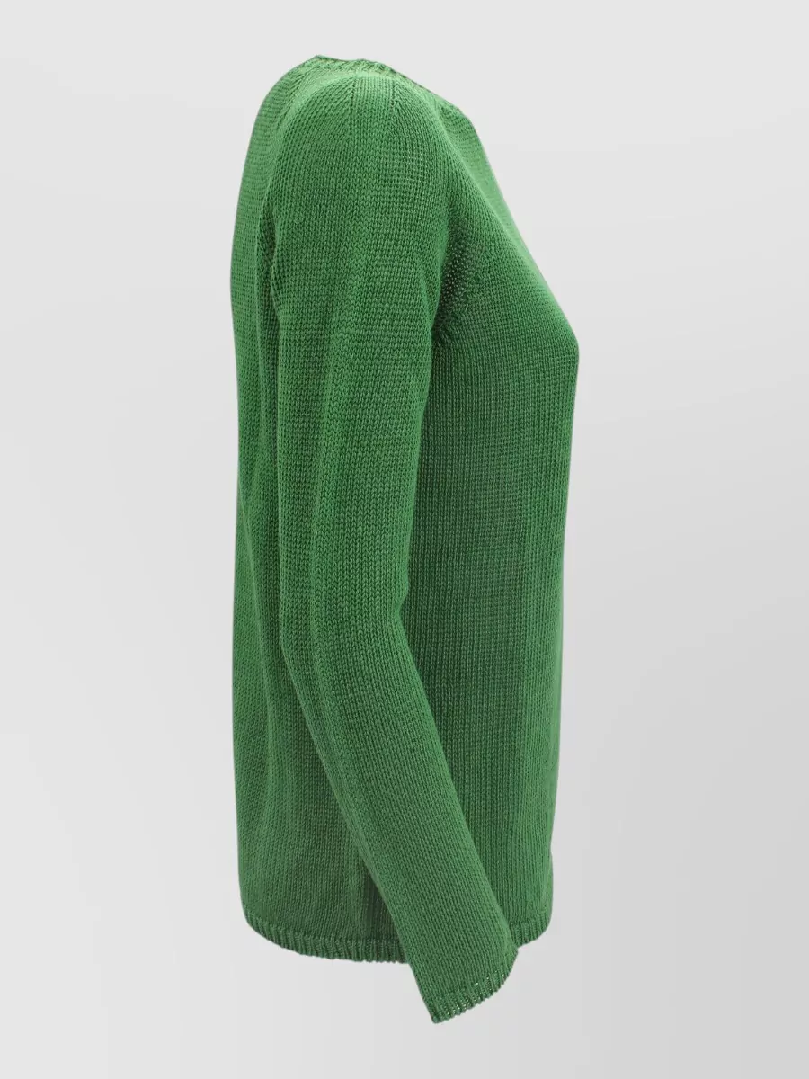 S Max Mara Linen Fine-Knit Boat Neck Long-Sleeve Sweater