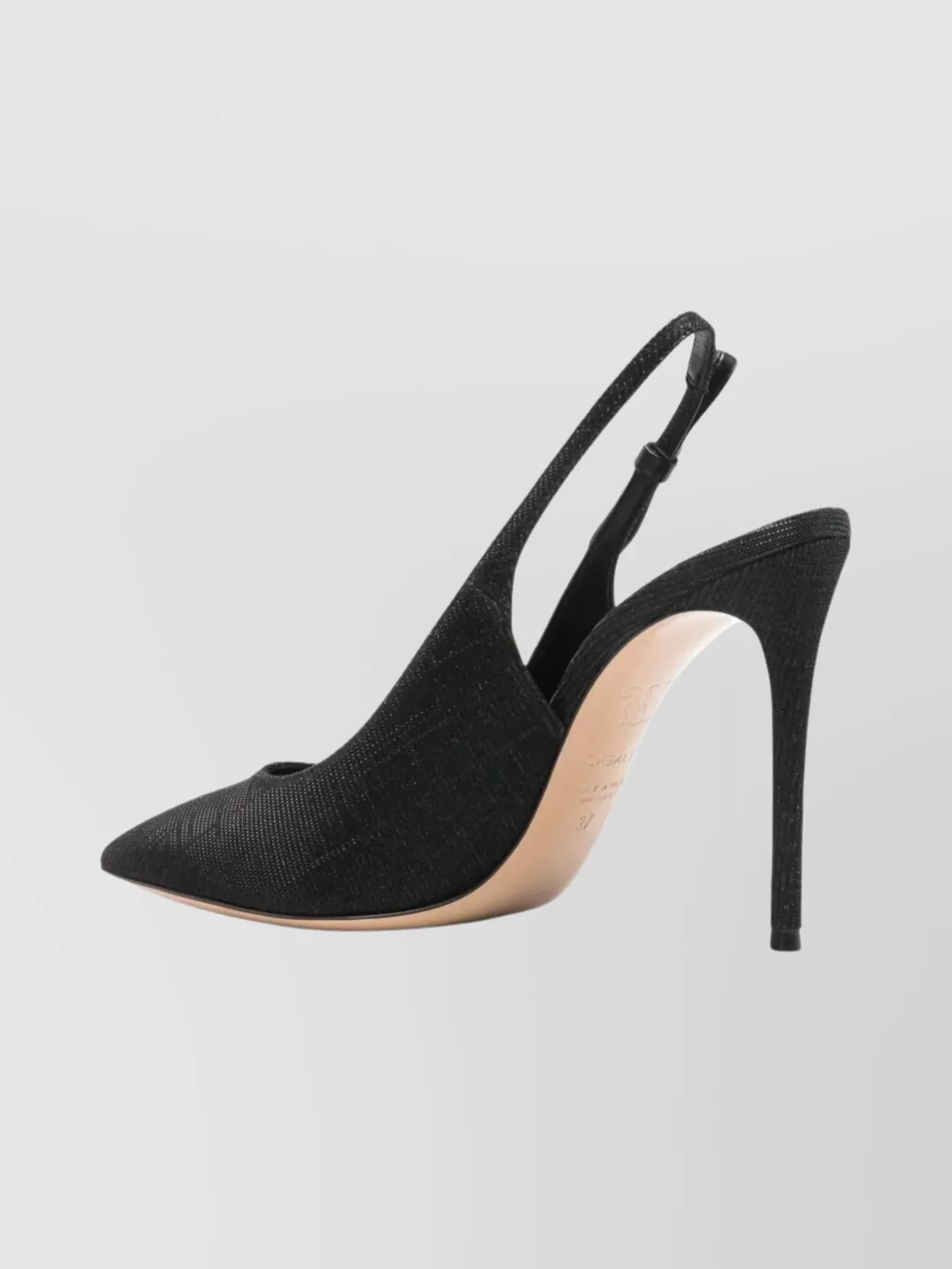 Casadei Chanel Triniton Slingback Pointed Toe Pumps In Black