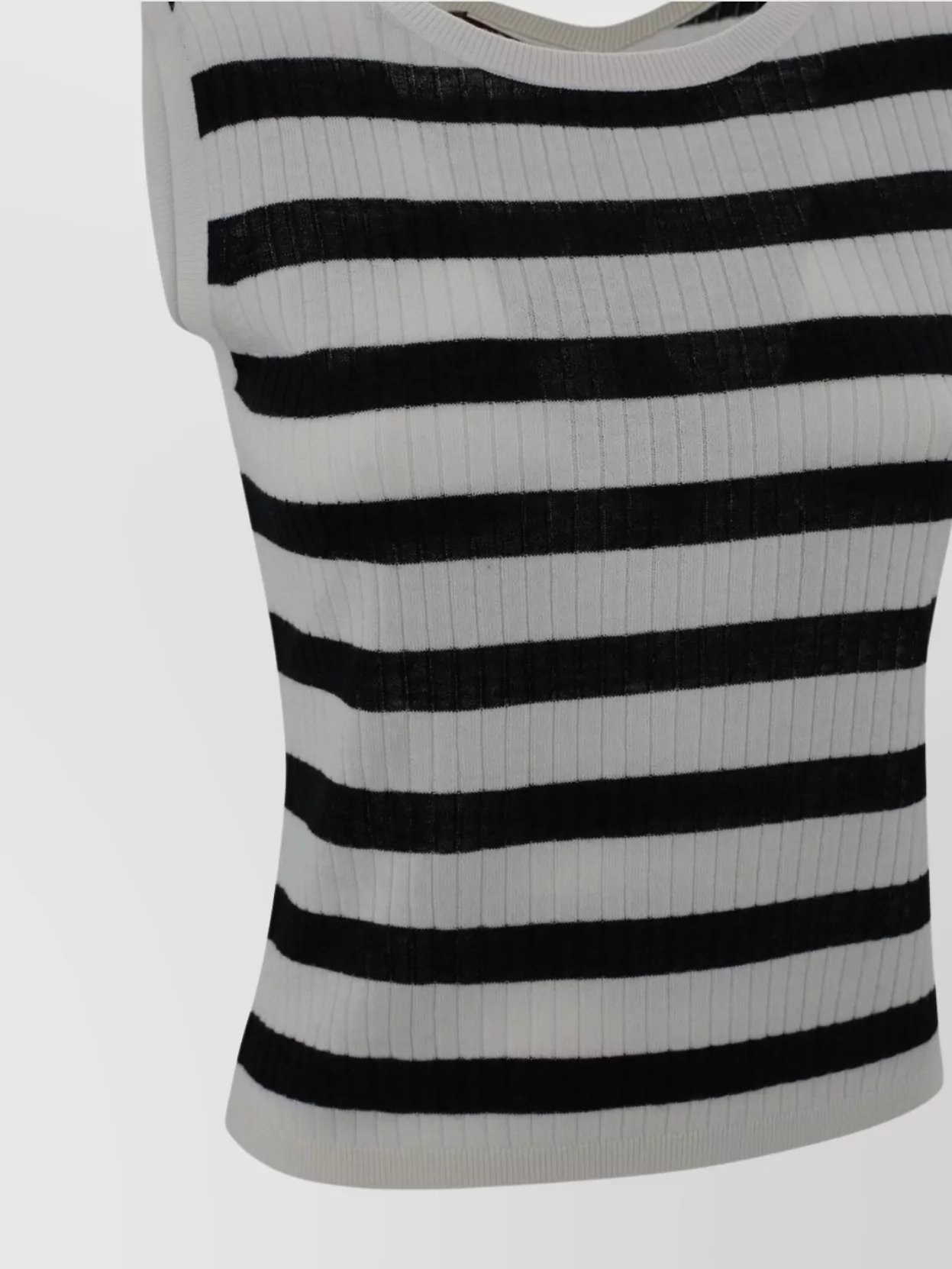 's Max Mara Striped Ribbed Crew Neck Sleeveless Top