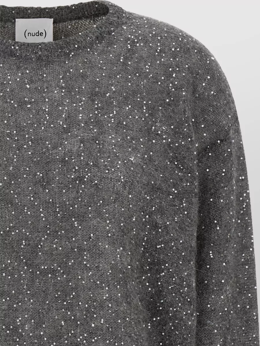 Nude Sequin Mohair-Blend Sweater
