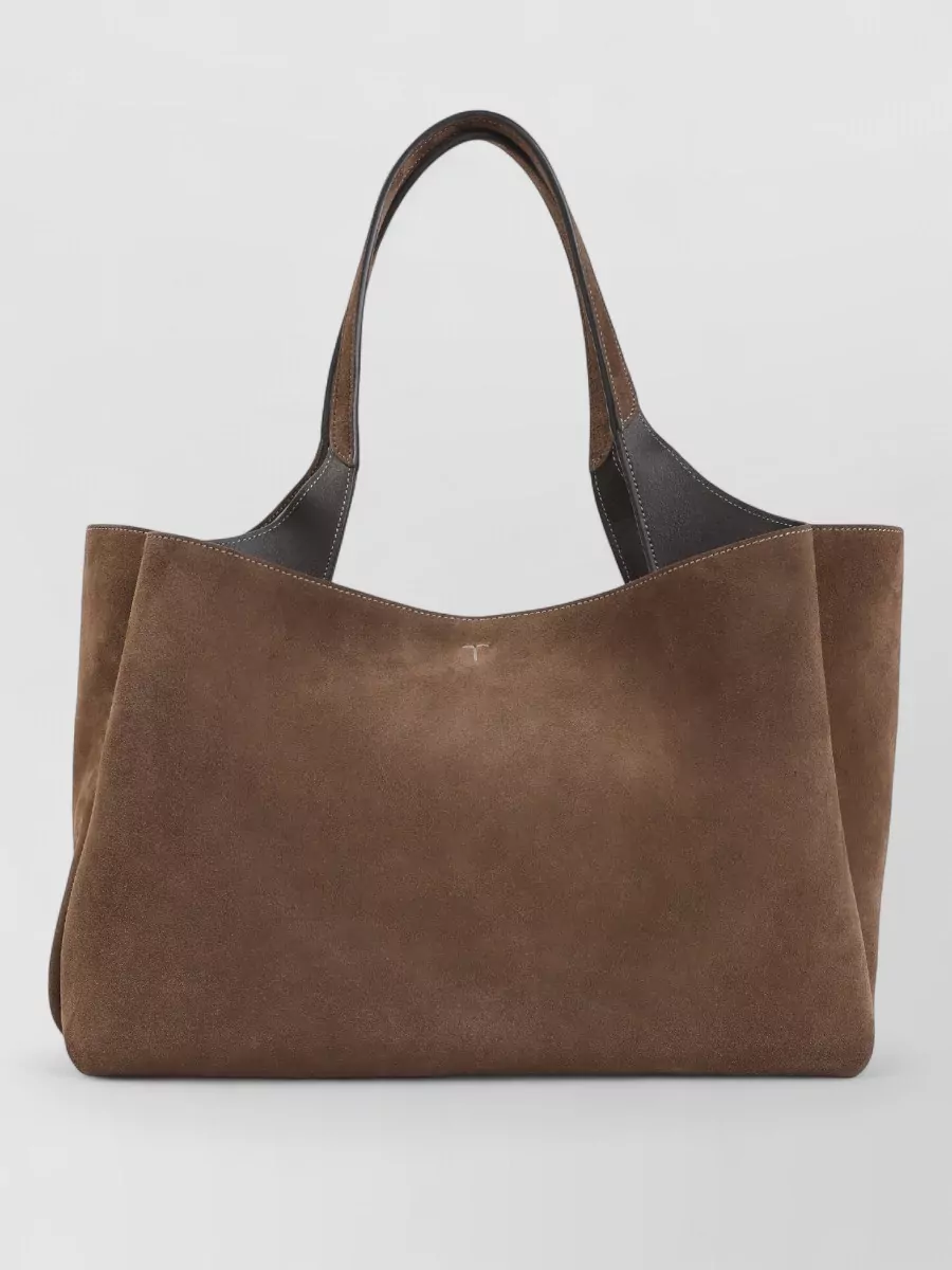 Tod's T Timeless Medium Suede Leather Tote Bag