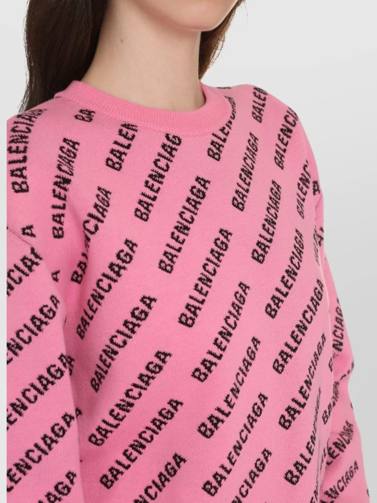 Balenciaga Crew-Neck Ribbed Sweater Long Sleeves