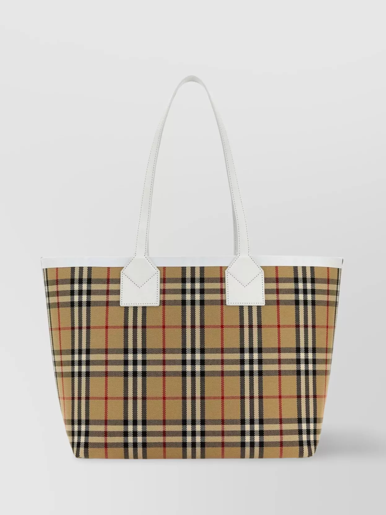 Shop Burberry London Shopping Bag With Embroidered Check Motif In Brown