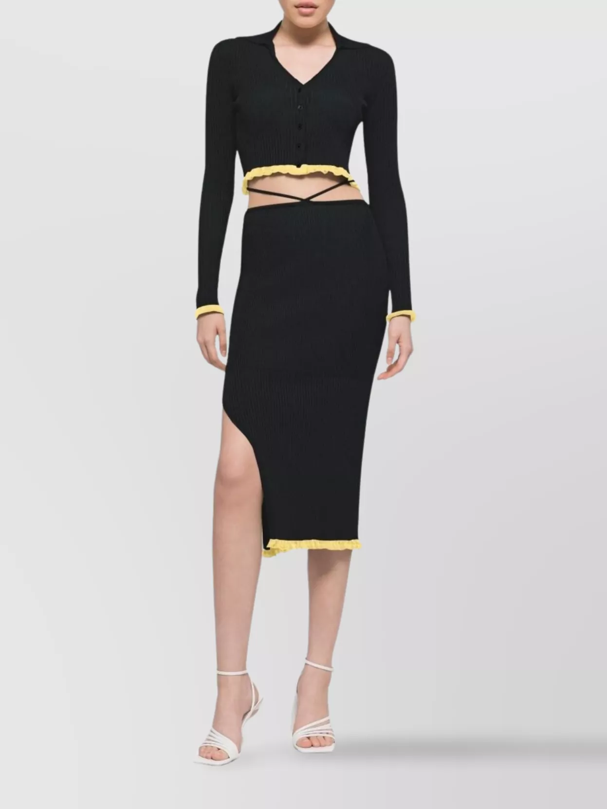 Az Factory Short Cardigan With V-Neck And Long Sleeves
