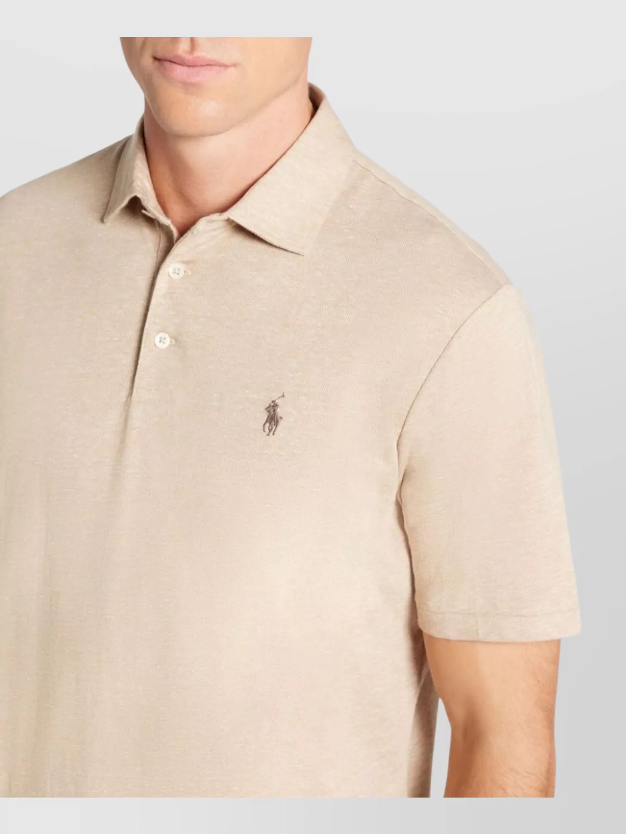 Ralph Lauren Logo Linen-Cotton Blend Polo Shirt