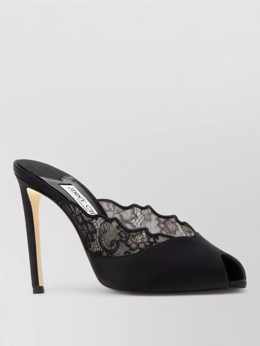 Jimmy Choo satin and lace mules