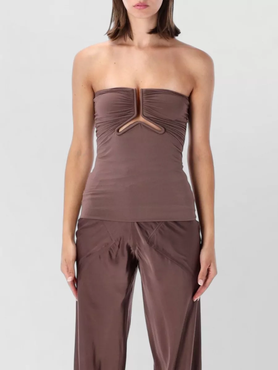 Rick Owens stretch-jersey draped strapless bustier top