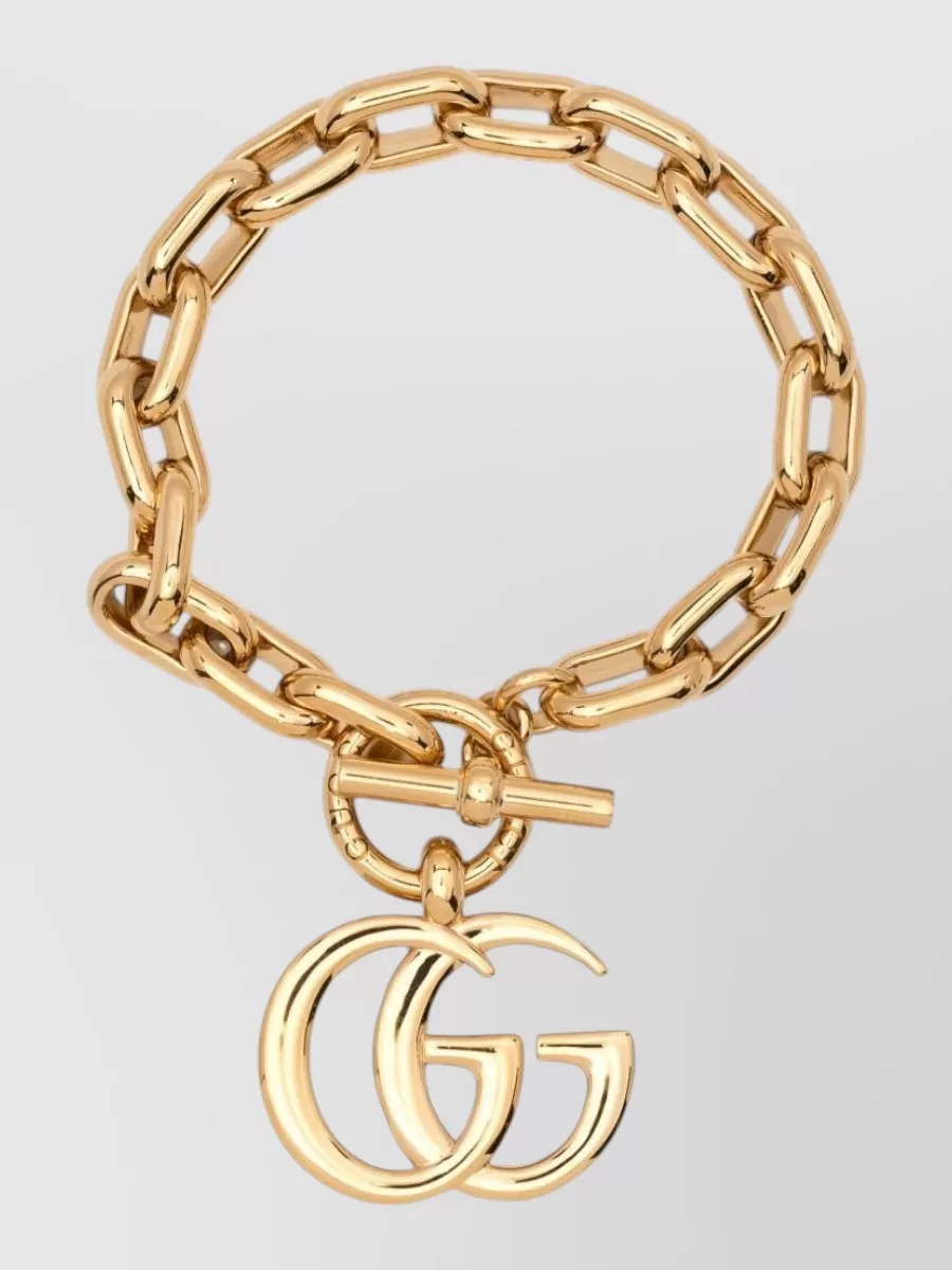 Gucci Marmont Chain Bracelet Signature Logo Detail In Gold