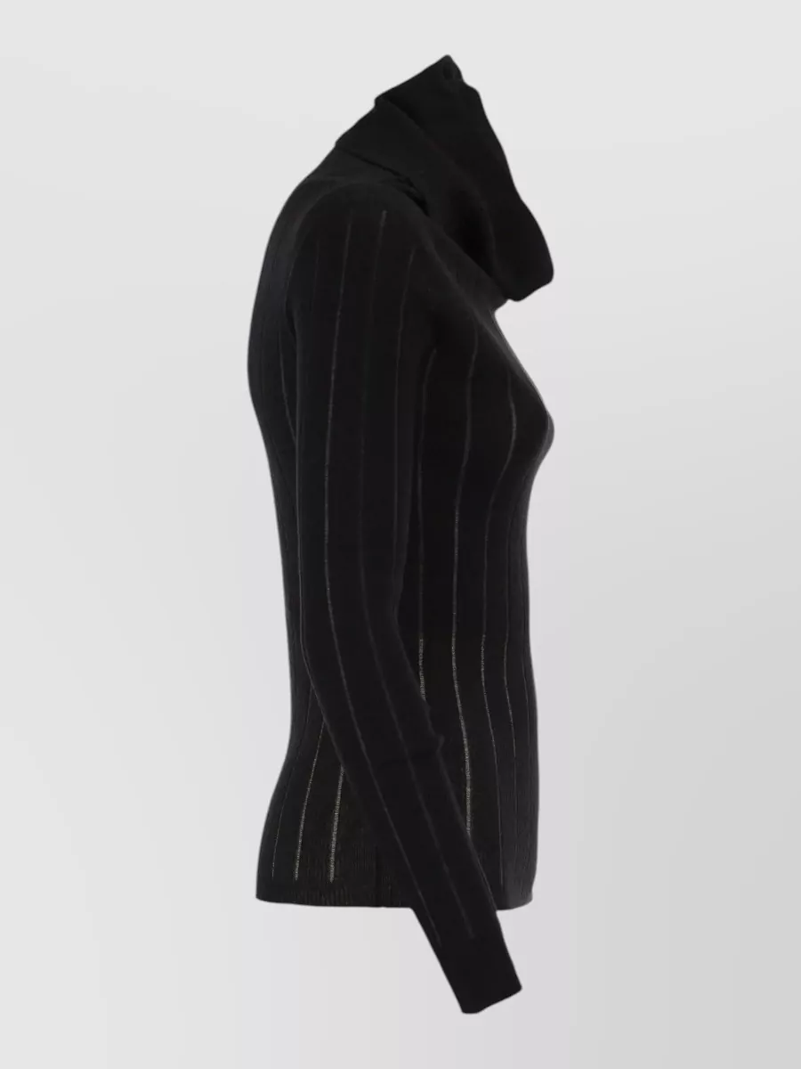 S Max Mara Silk Wool Embroidered Turtleneck Sweater