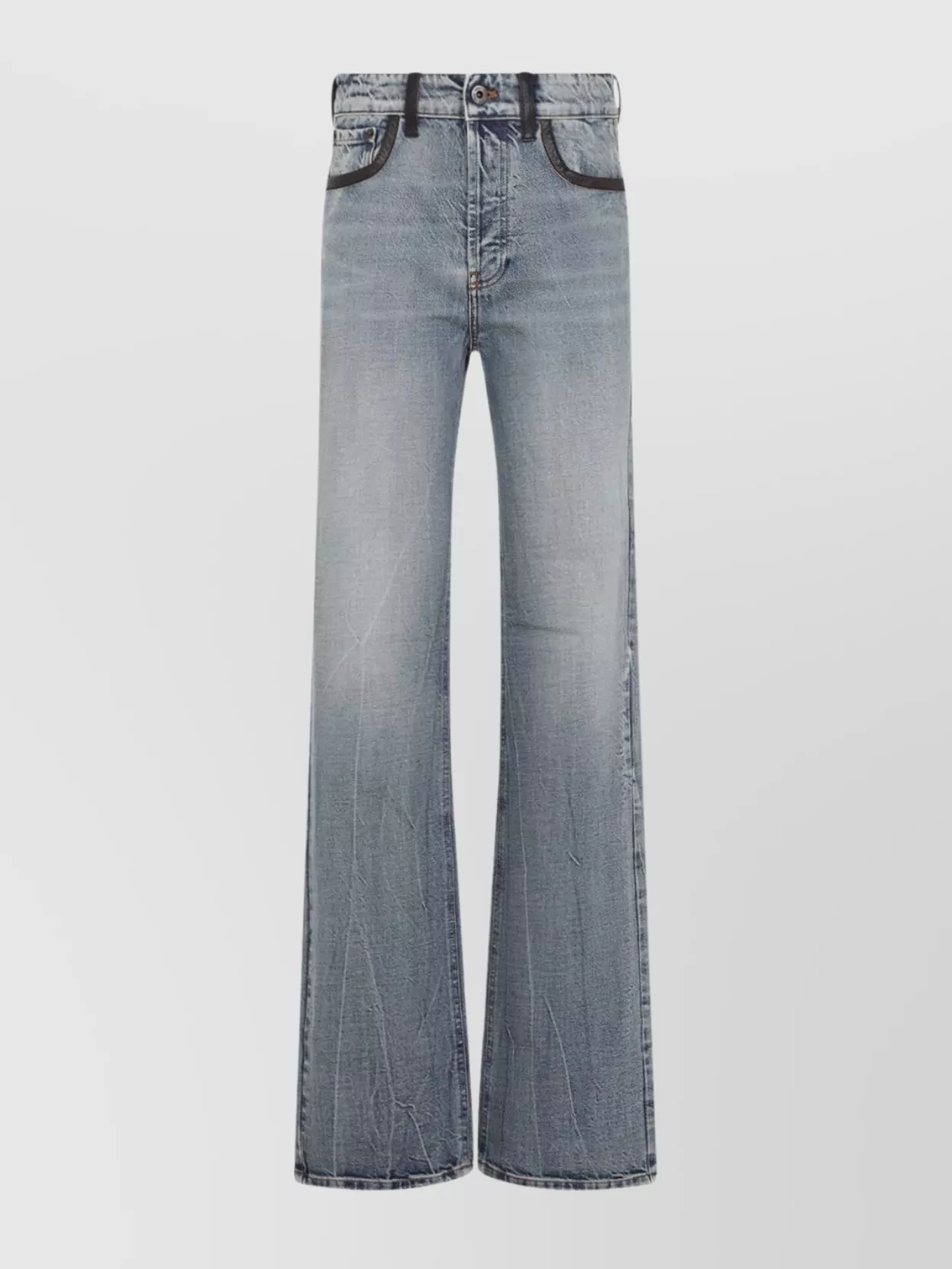 Miu Miu Cotton Denim Jeans Leather Accents