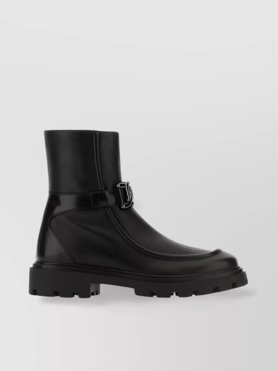 Shop Tod's Kate Ankle Boots With Chunky Sole And Metal Chain Detail In Black