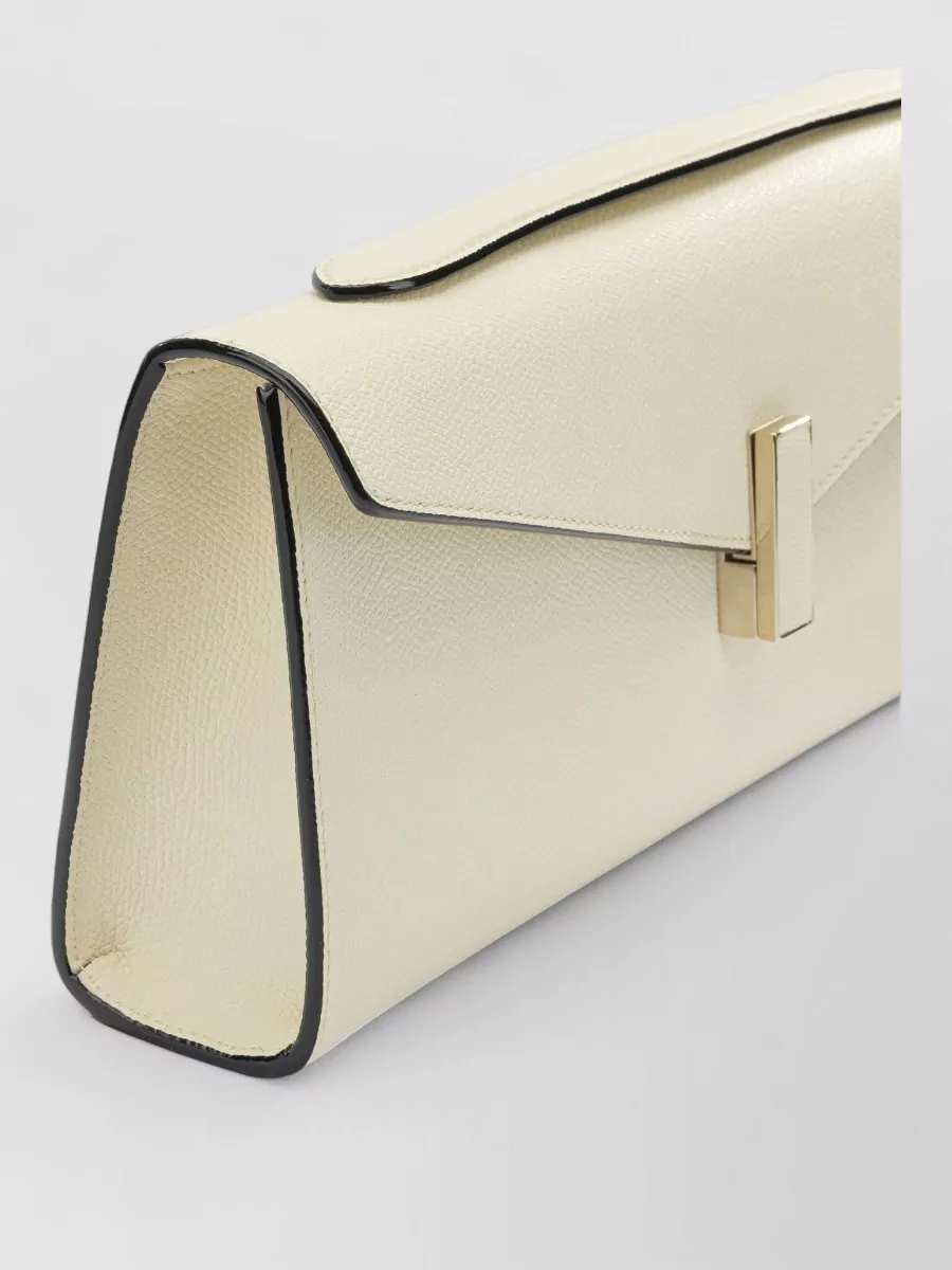 Valextra Isis Clutch Bag Gold Tone Hardware Strap