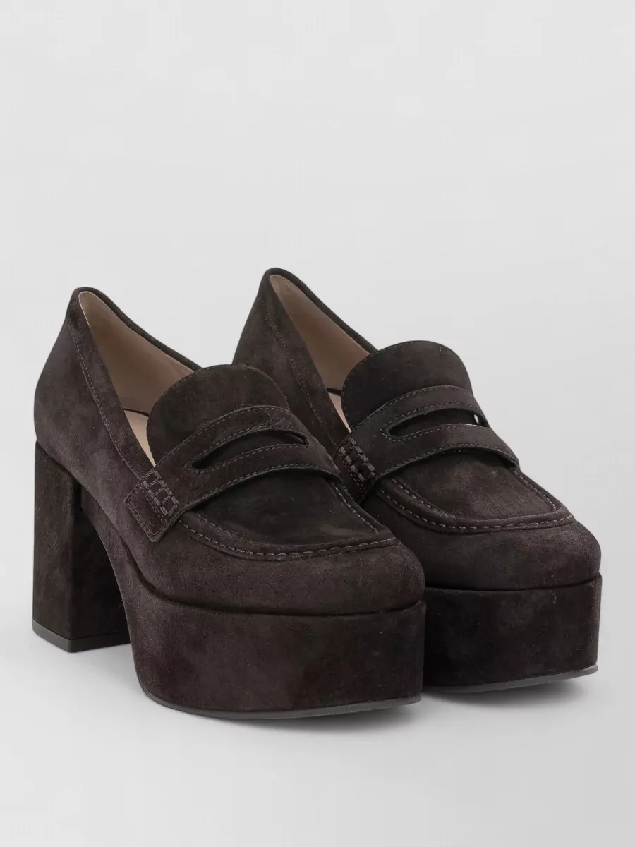 Gianvito Rossi suede leather heeled loafers