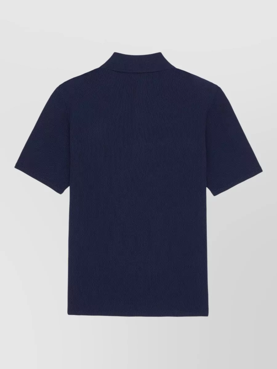 Saint Laurent Ribbed Trim Cotton Short-Sleeve Polo Shirt