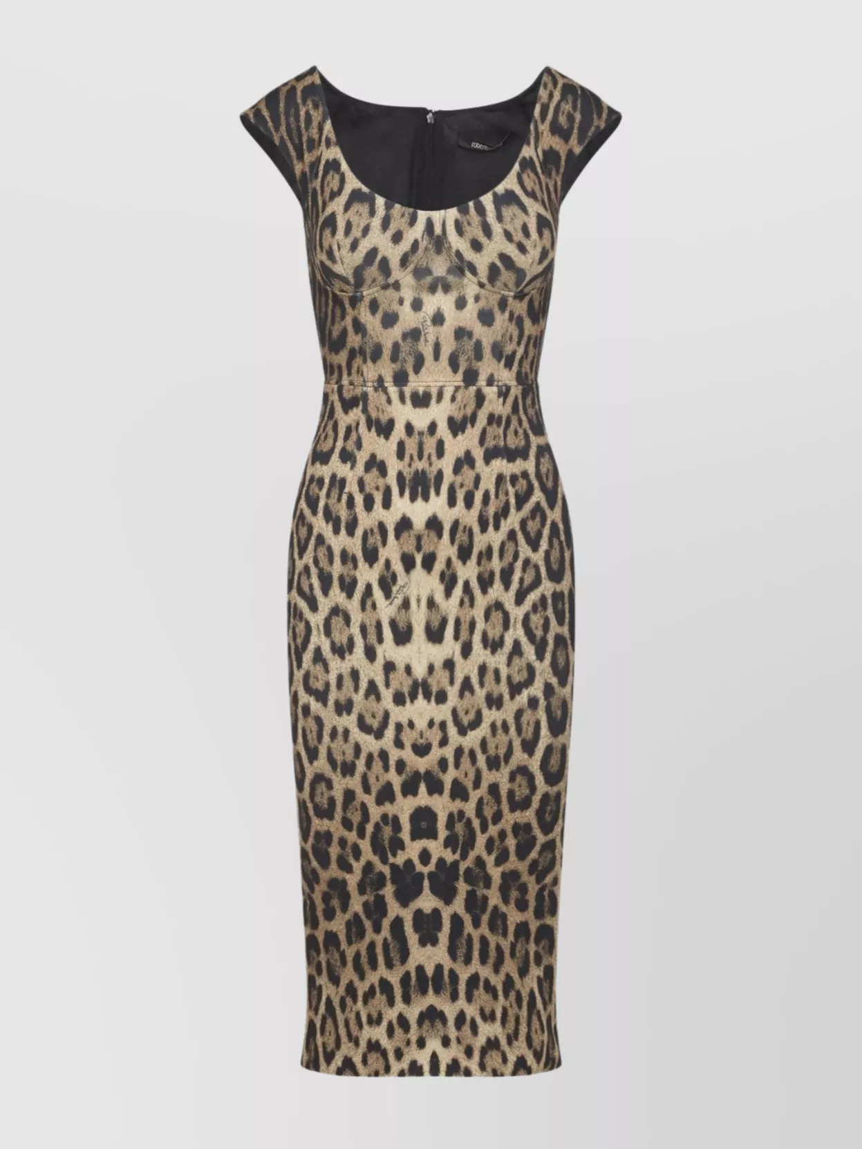Roberto Cavalli Animal Print Midi Dress With Cap Sleeves In Animal Print