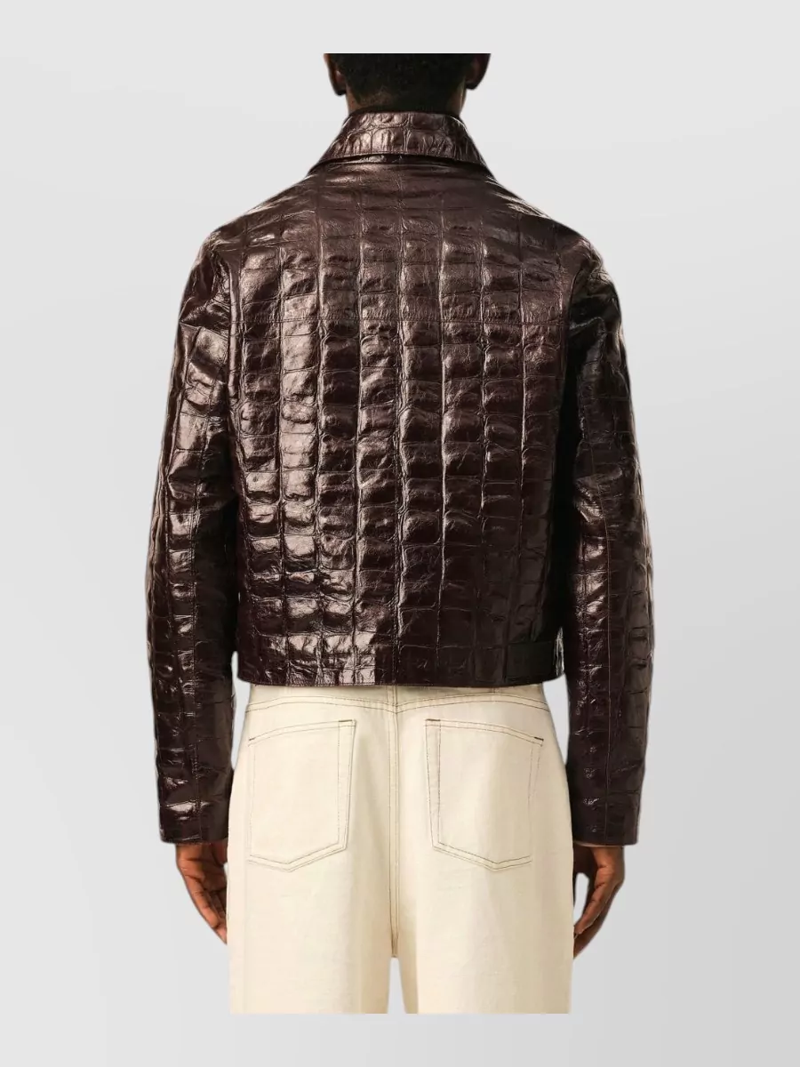 Ami Paris Leather Single Breasted Coat