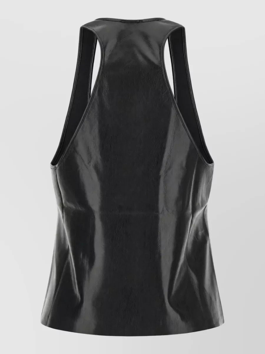 The Andamane Leather-Effect Sleeveless U-Neck Tank Top