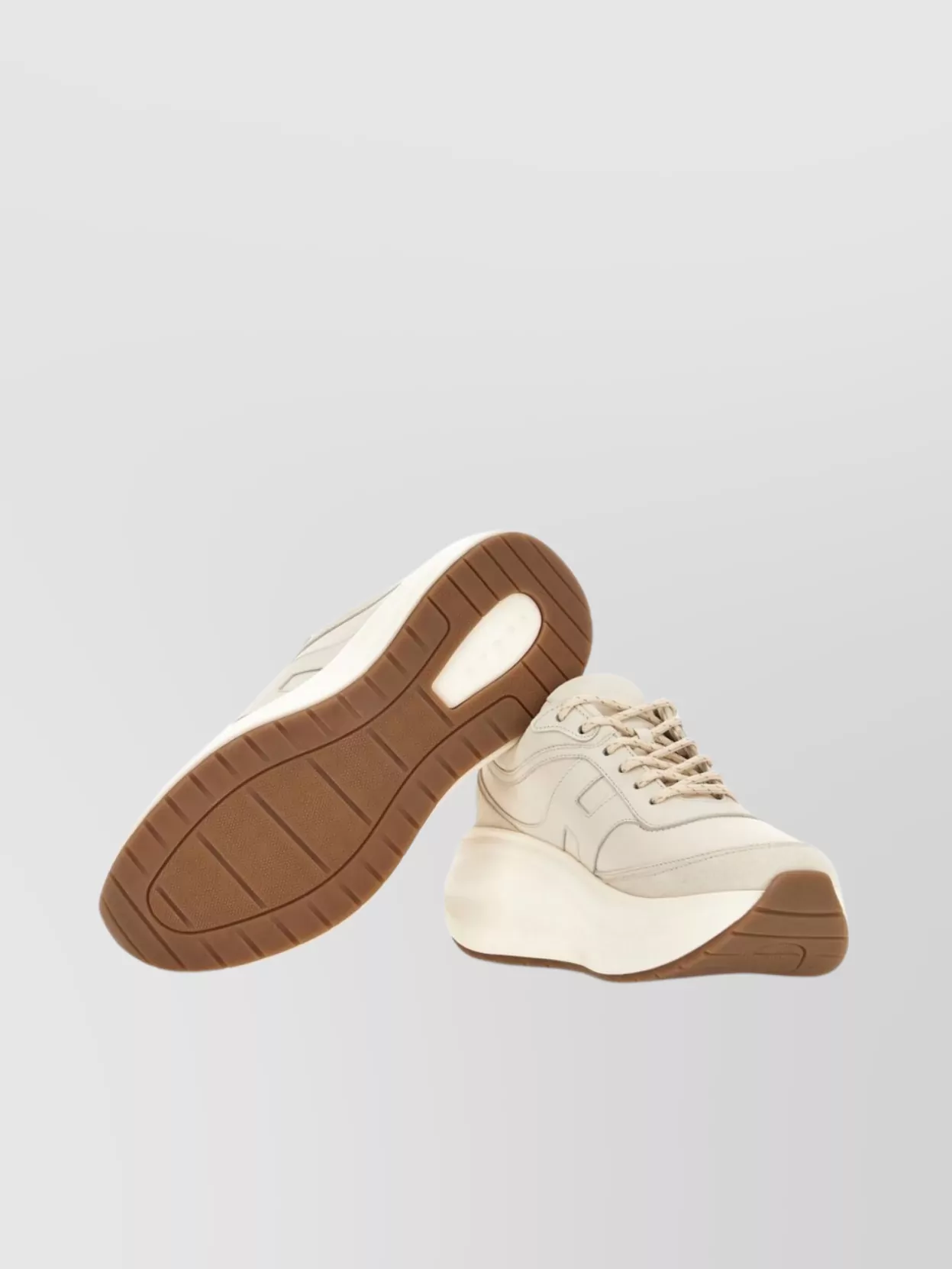 Hogan Leather Sneakers With Contrast Platform Sole