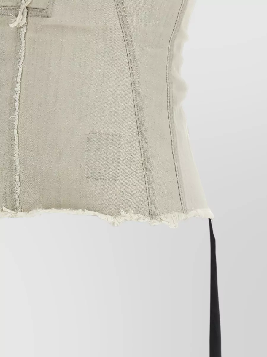 Rick Owens Drkshdw Strapless Bustier Top Asymmetric Frayed Hem