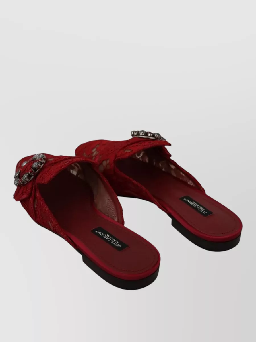 Dolce&Gabbana Crystal Embellished Lace Mules
