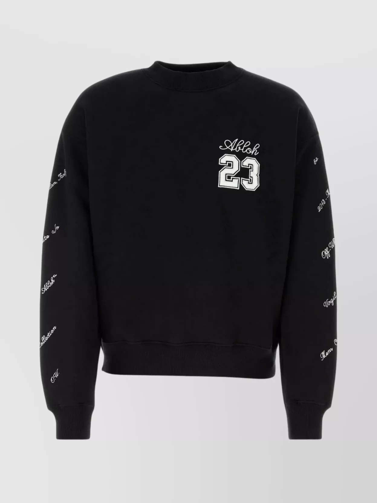 Shop Off-white Relaxed Cotton Crewneck With Side Slits In Black