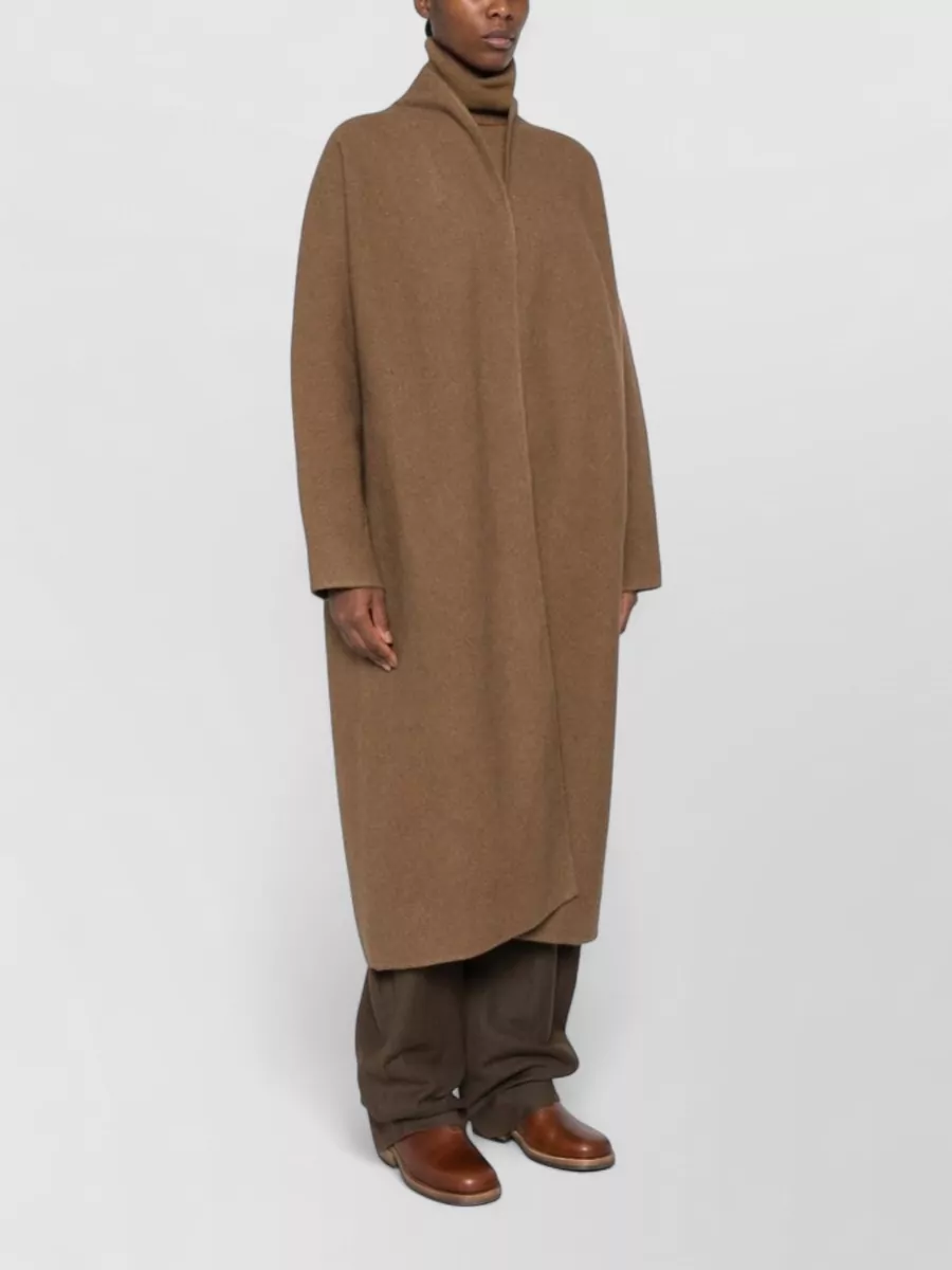 Cortana Wool Blend Felted Shawl Collar Long-Sleeve Coat