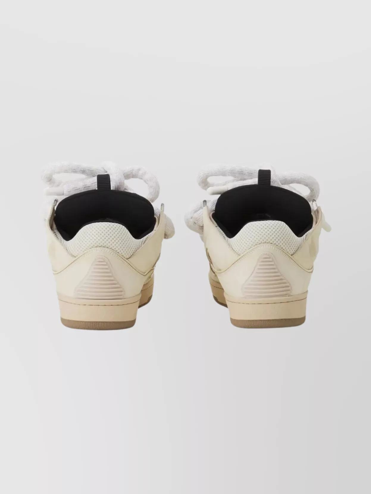 Lanvin Curb Sneakers In Leather With Snake Laces Shoes In Nude