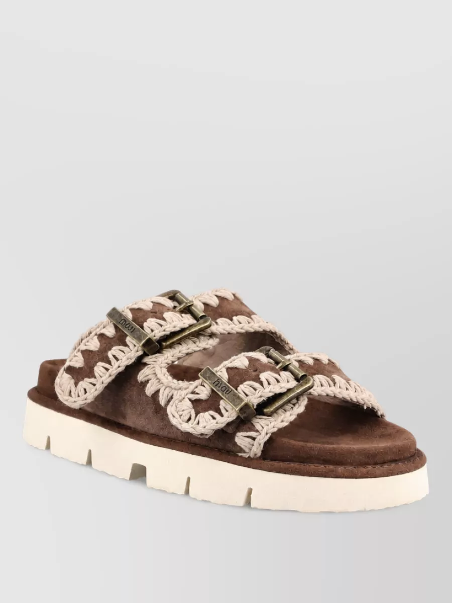 Mou suede leather buckled sandals