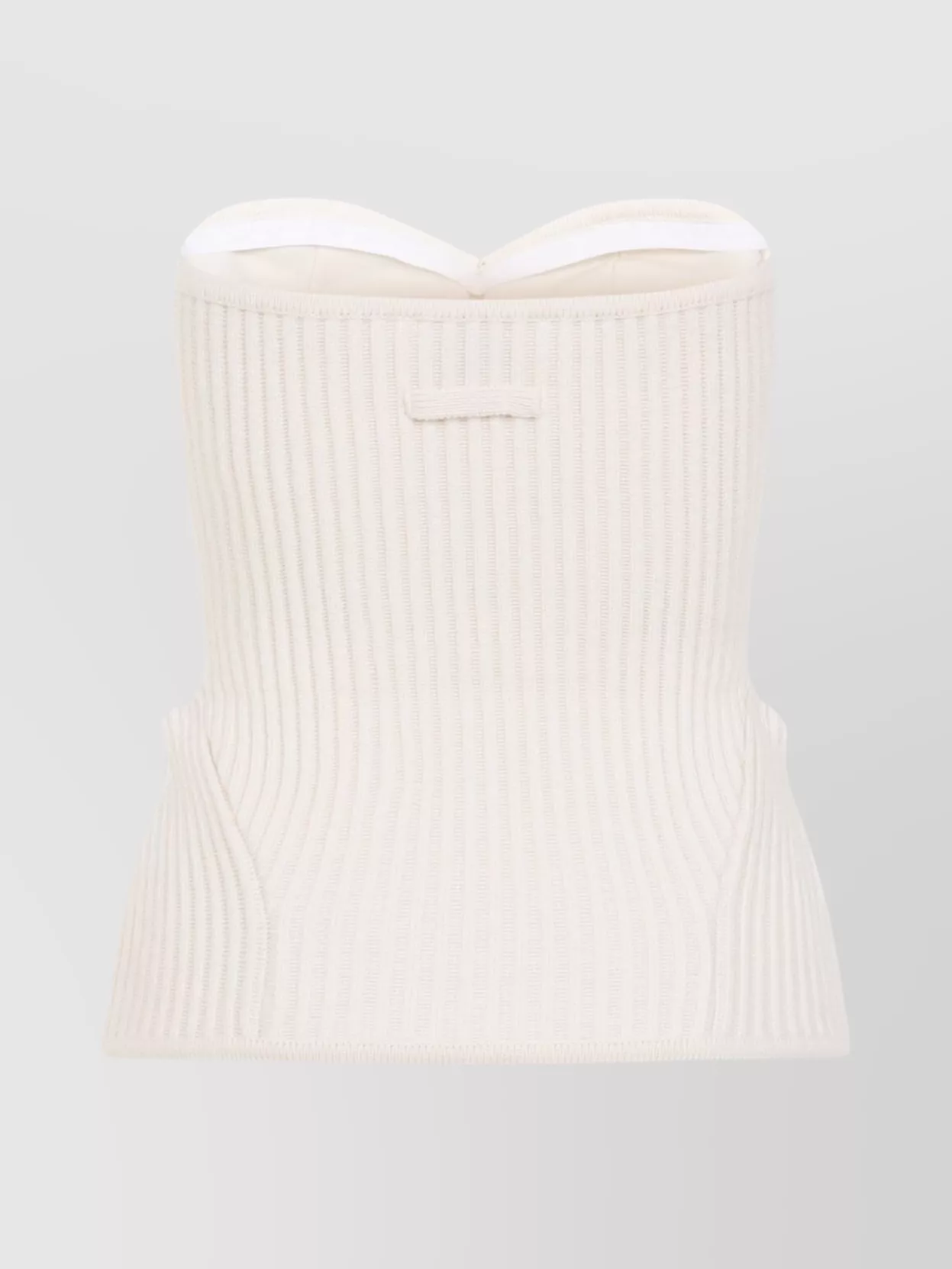 Jean Paul Gaultier Merino Wool Ribbed Stretch Strapless Top In White