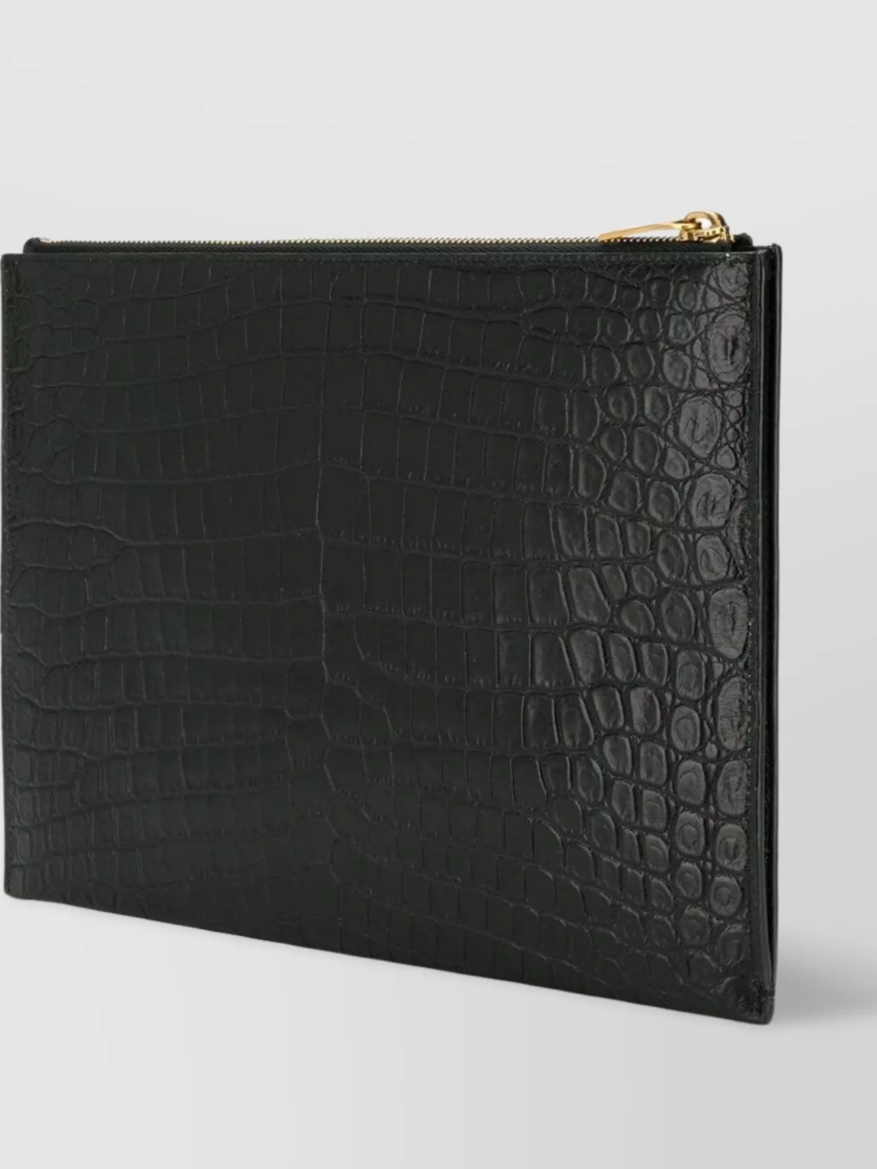 Saint Laurent Crocodile Embossed Leather Clutch Bag