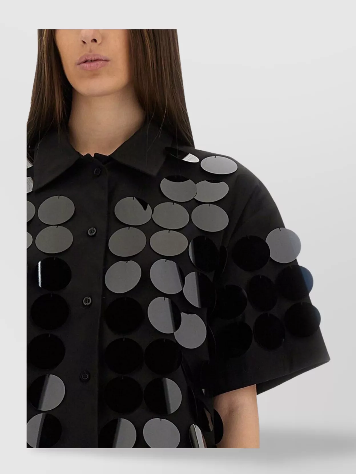 Msgm Sequin Embellished Collared Cotton Shirt
