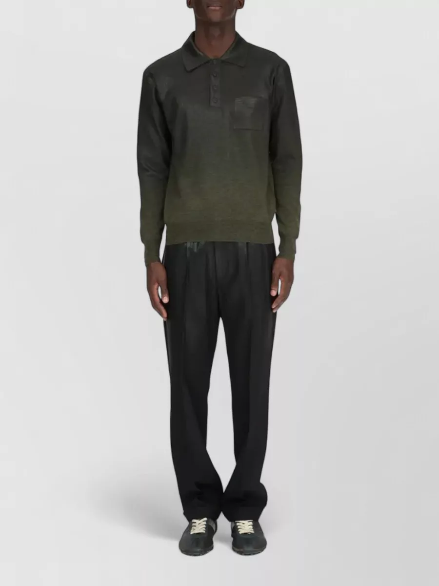 Maison Margiela Wool Long-Sleeve Polo Shirt