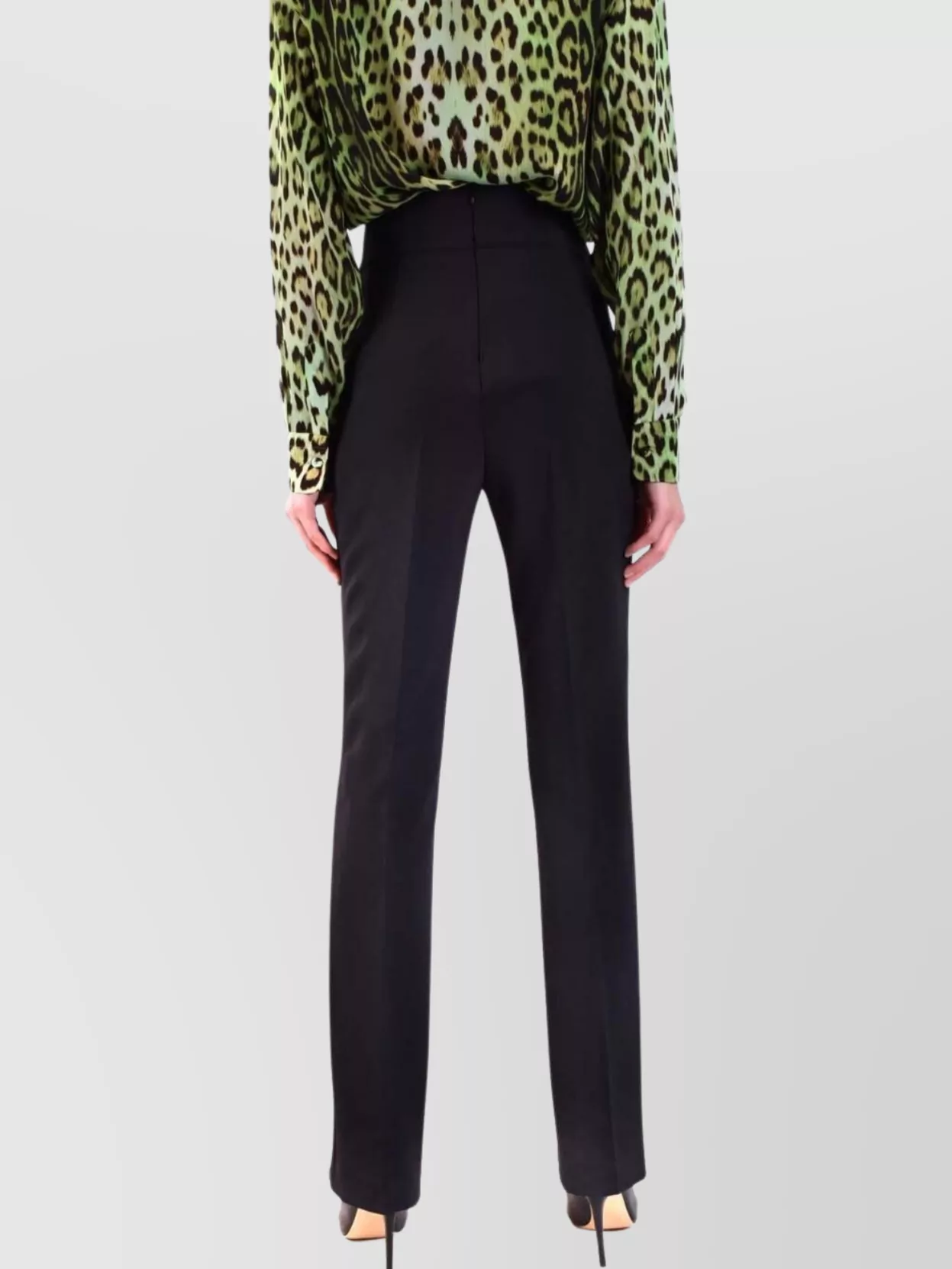Pinko Slit Front High Waist Trousers With Seam Detailing In Black