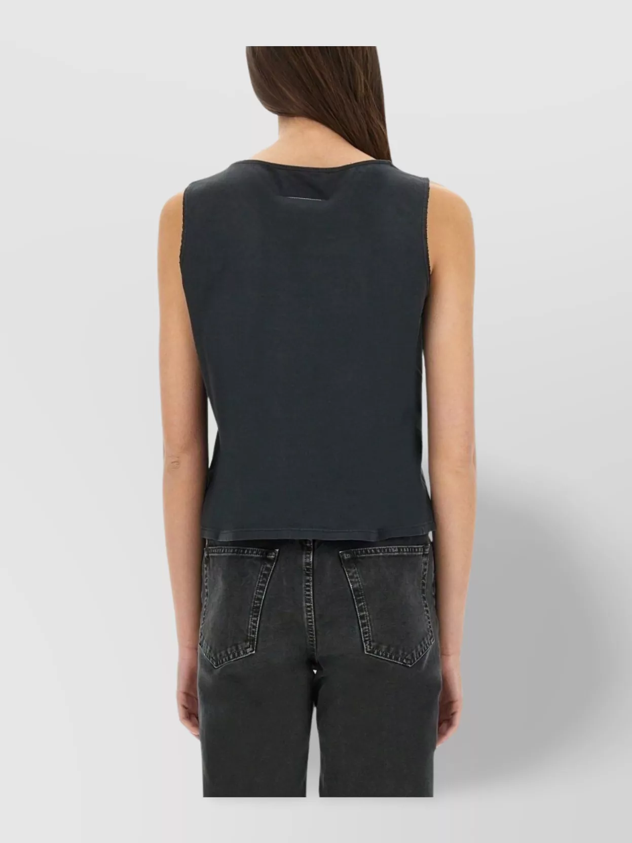Mm6 Maison Margiela Cotton Sleeveless Tank Top With Round Hem