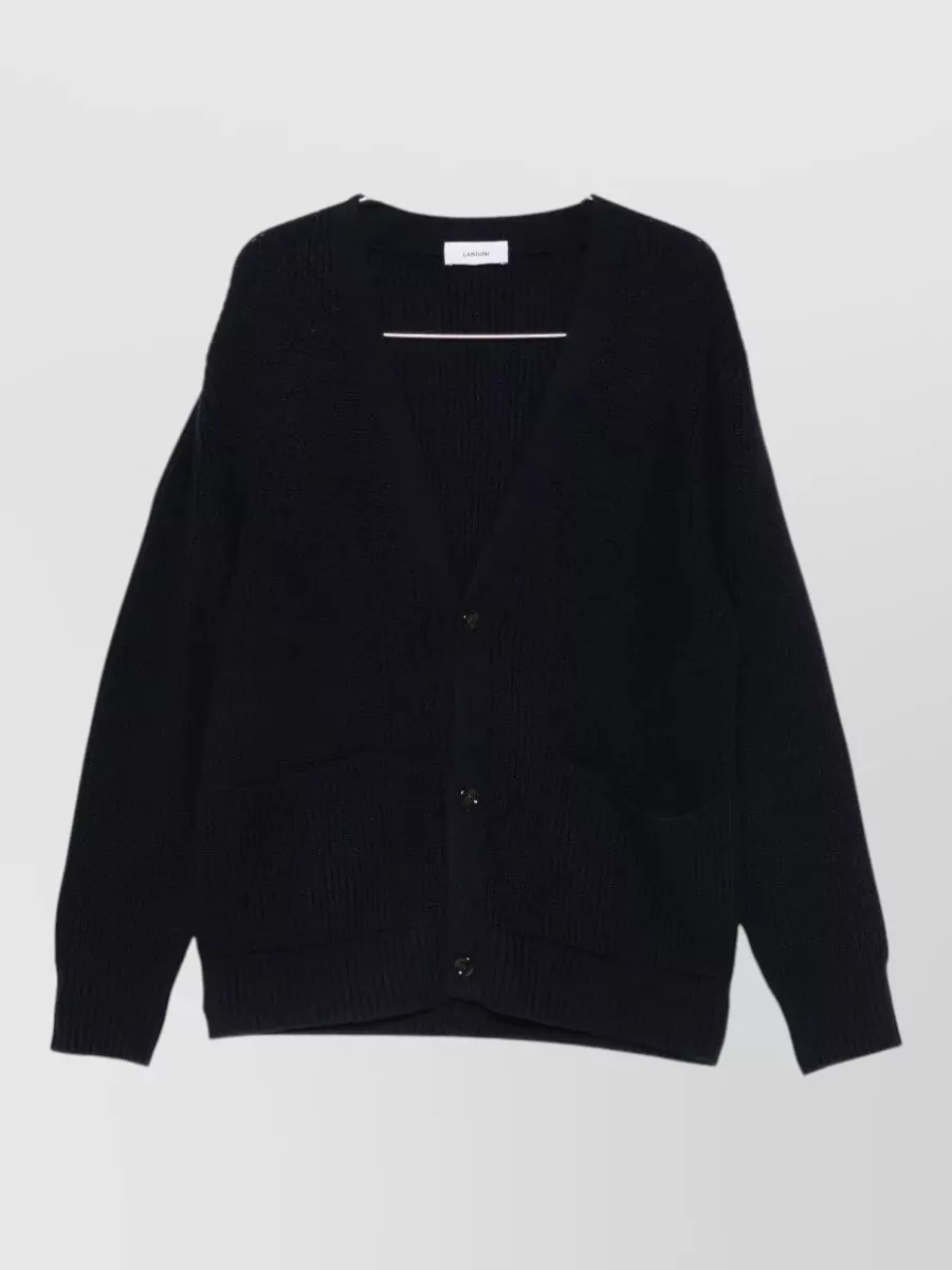Lardini cashmere wool ribbed v-neck cardigan