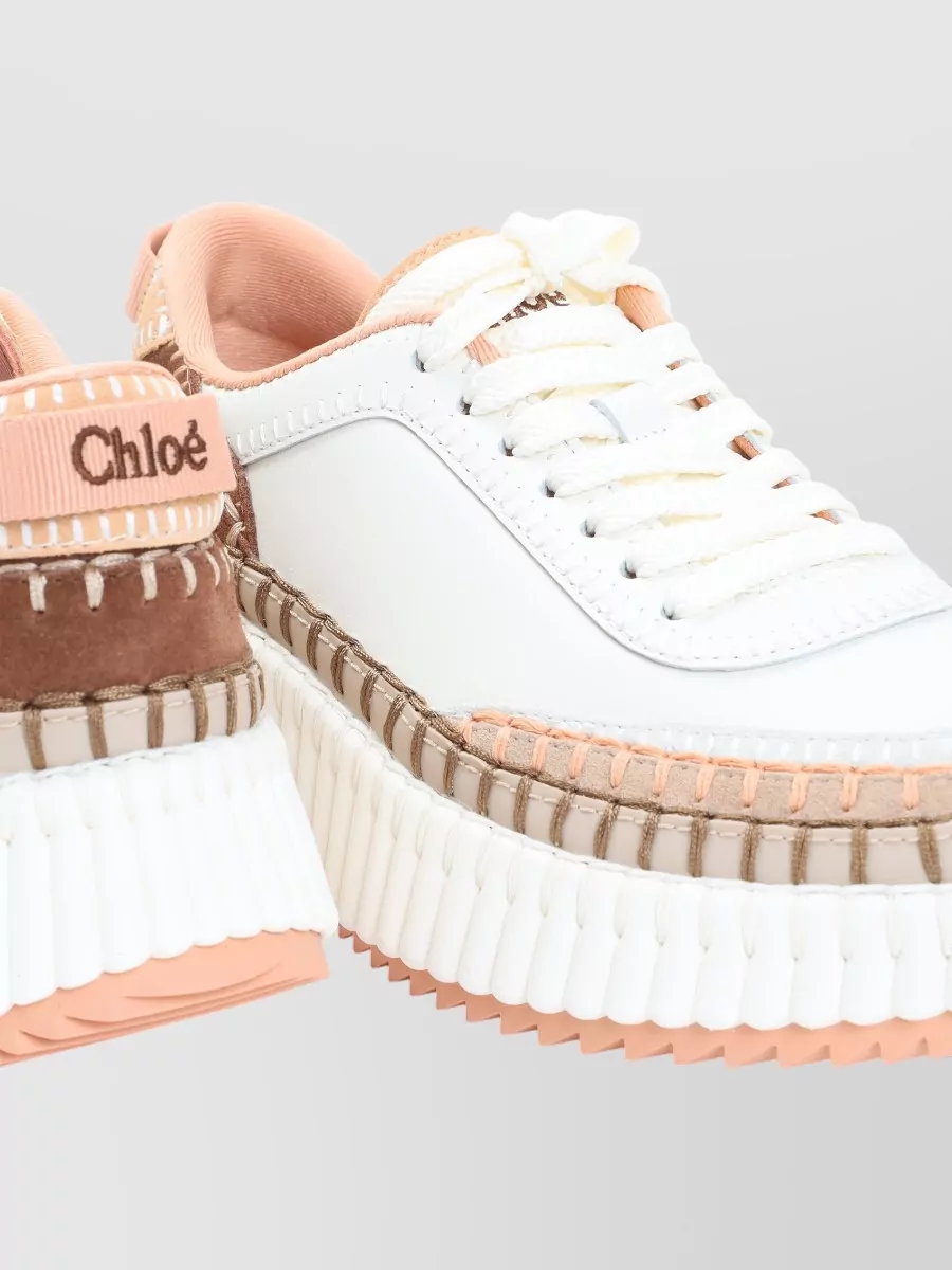 Chloé Nama Sneakers Contrasting Panels Stitch Detailing
